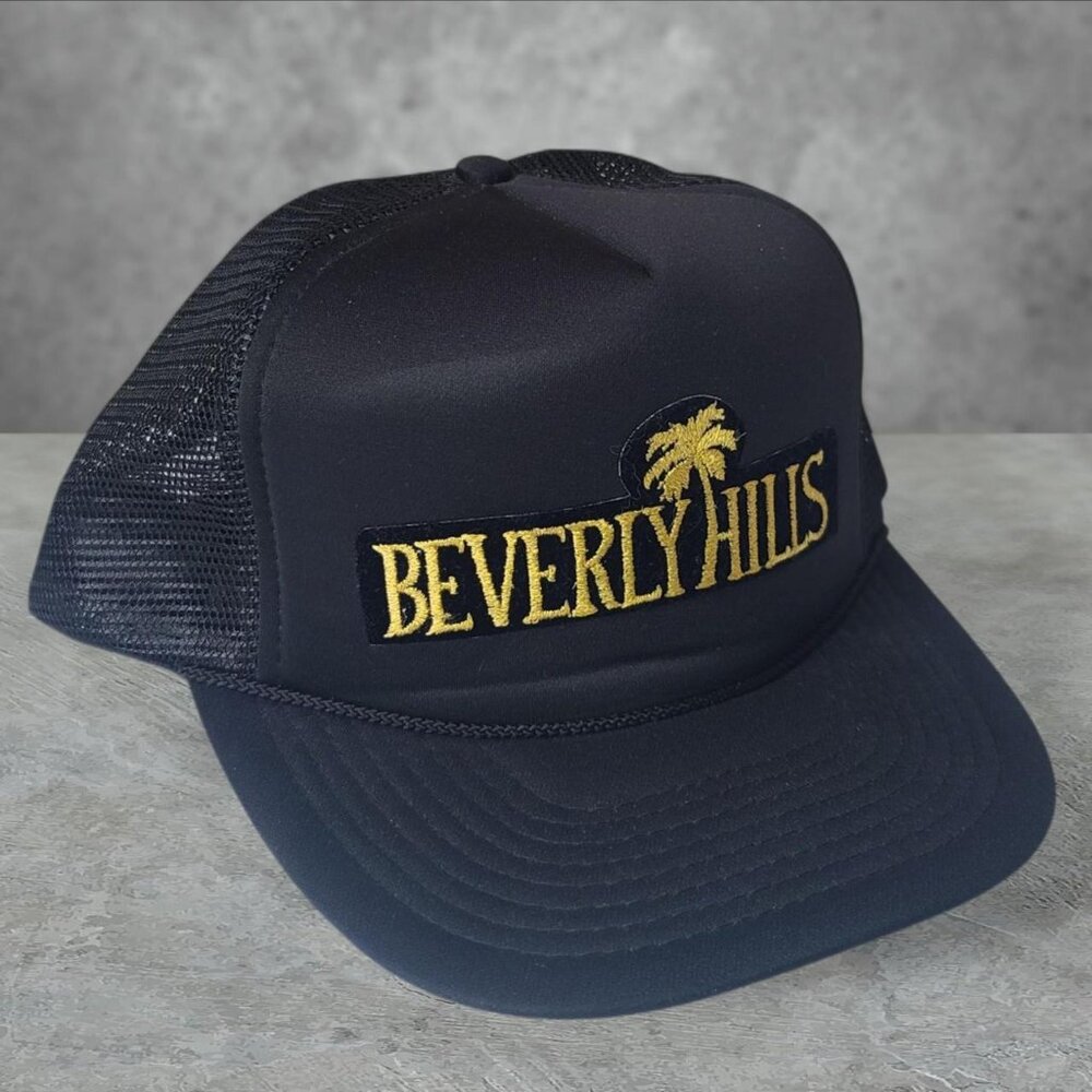 Vintage 90s 'Beverley Hills' black trucker hat